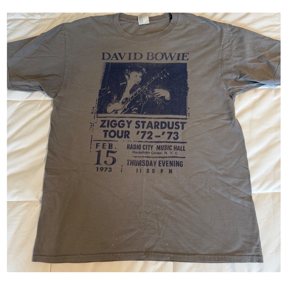Vintage Port & Company David Bowie T-Shirt Mens Medium Gray Ziggy Stardust Tour